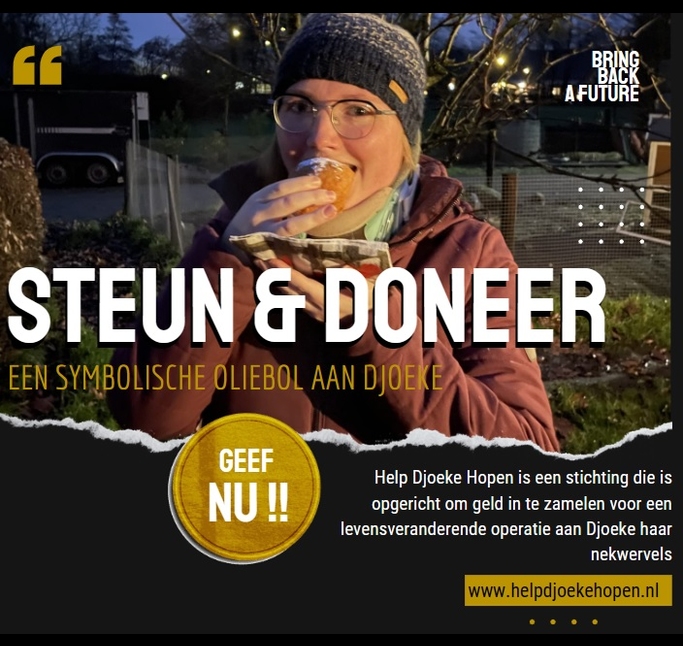 DONEER  een oliebol aan Djoeke
